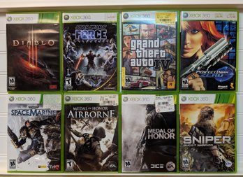 8 Xbox 360 Games Diablo III GTA IV Star Wars Force Unleashed Medal Of Honor Lot