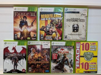 7 Xbox 360 Games Fable III Dragon Age II Borderlands GOTY Dead Island Lot