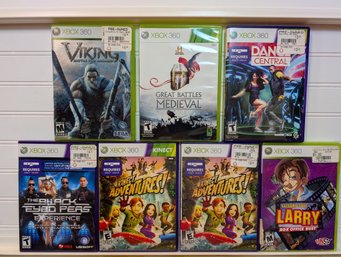 7 Xbox 360 Games Viking Kinect Adventures Dance Central Leisure Suit Larry Lot