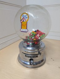 Vintage Ford Gum Machine With Old Gumballs And Unknown Penny Contents