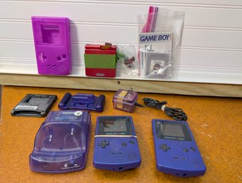 Nintendo Game Boy Lot: Color, SP, Accessories, Shells & NBA Live Game