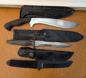 Bushmaster, Explorer II, And Tanto Style Survival Knives With Sheaths  Japan Made