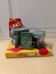 10 Sealed Wolfschmidt Playing Cards, UNO Deck, And Big Book Of Card Games Lot
