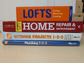 4 Book Lot On Home Improvement, Loft Design, Plumbing, And Outdoor Projects