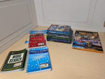 13 Book And Puzzle Lot: Travel Guides, White Mountains, Scotland, Word Games