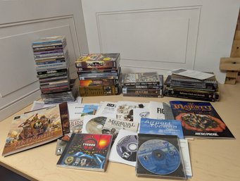 Massive Lot Of Vintage PC Games With Discs, Manuals & Strategy Titles Included