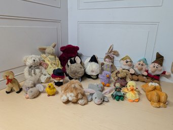 Stuffed Animal Lot With Bears, Rabbits, Dwarfs, Ducks, And Vintage Plushies