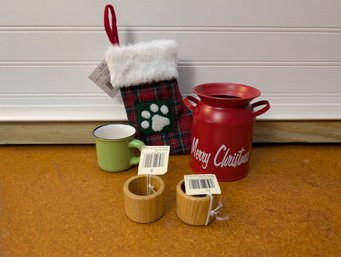 Napkin Rings, Dog Holiday Stocking, Small Mug, Little Holiday Jug, Still Tagged