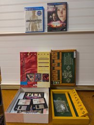 Mixed Lot Of 4 Games: PS4, DVD, Vintage Battletech Disks, Shut The Box Dice Game