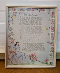 Framed Hallmark Motto If For Girls With Floral Border In Original Box, 9'x11'