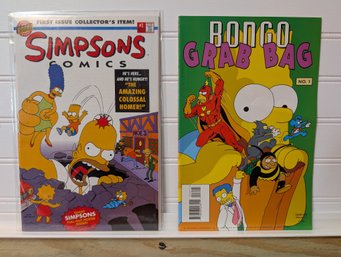 Simpsons Comics #1 And Bongo Grab Bag #1 1993 - 1996 Groening Bongo Comics