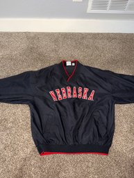 Vtg Nebraska Cornhuskers Pullover Jacket With Pockets