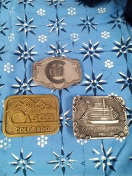 Lot Of 3 Vintage Belt Buckles
