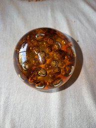 Hand Blown Glass Ball  Paperweight Heavy Large