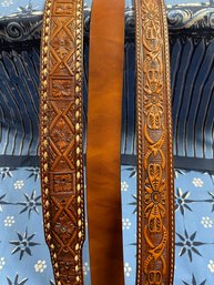Lot Of 3 Leather Belts Various Sizes No Buckles