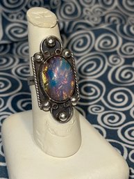 Stunning Sterling Ring With Fire Opal Stone