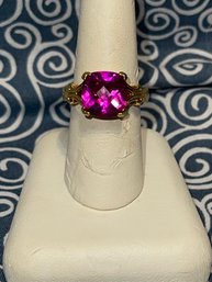 Beautiful Vintage Sterling Ring With Pink Gemstone
