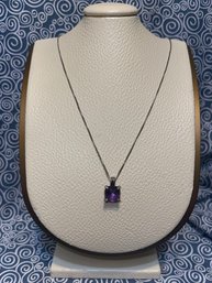 Gorgeous Sterling Chain And Sterling Pendant W Amethyst