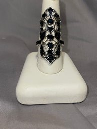 Sterling 925 Ring With Black Onyx Stones