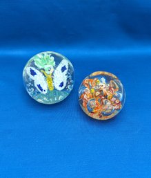 Set Of Two Orb Paperweights