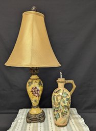 Rustic Lamp And Oil Cruet