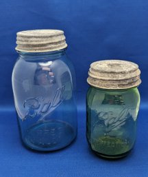 Set Of Two Ball Glass Jars