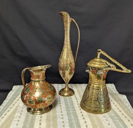3 Piece Brass In Color Vessel Set