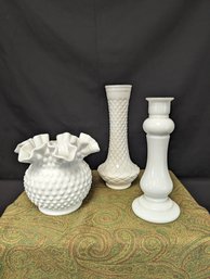3 Piece White Vase Set