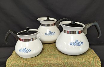 Set Of 3 Corningware Drink Pots