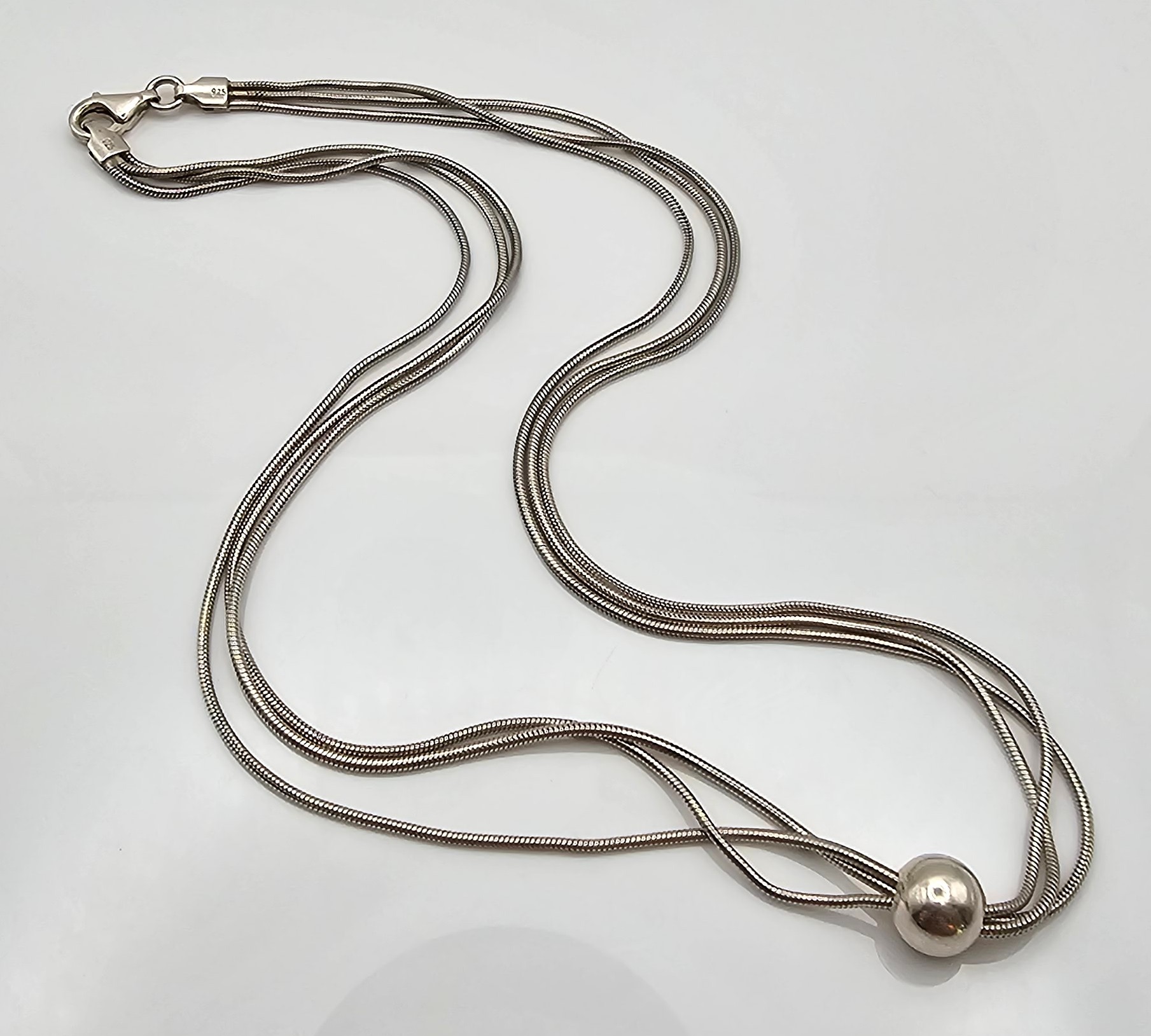 Sterling Silver 3 Strand Snake Chain Necklace 12.8 G #9182