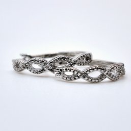 Signed Sterling Diamond Accent Hoop Earrings