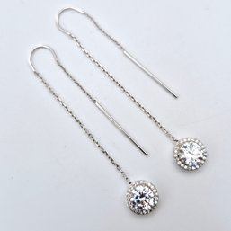 ATR Sterling Rhinestone Cable Chain Threader Earrings