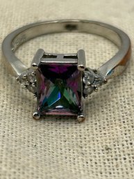 Silver Plated Australian Crystal And Rhinestone Ring, Size 9, 3 Grams