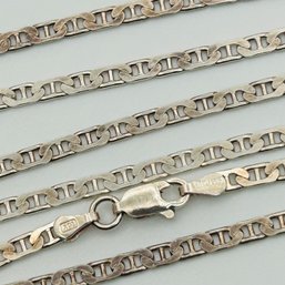 Signed  Italy Sterling Long Flat Mariner Chain Necklace 12.4g