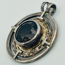 Sterling Smokey Quartz Pendant 13.4g