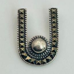 Sterling Marcasite Horse Shoe Pendant 3.8g