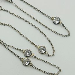 SHASHI Sterling Clear Stone Cable Chain Necklace 2.3g