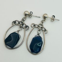 Sterling Lapis Lazuli Dangle Earrings 5.0g