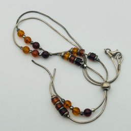 Sterling Amber Round Snake Chain Necklace 7.7g