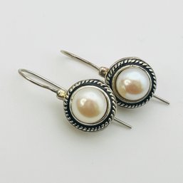 Sterling Pearl Drop Earrings 4.6 G