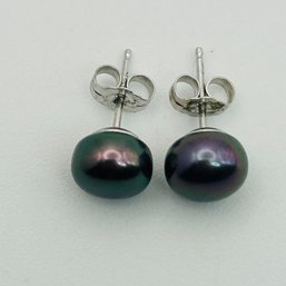Sterling Pearl Stud Earrings