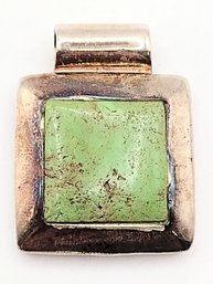 Sterling Silver Green Turquoise Pendant 12.7G