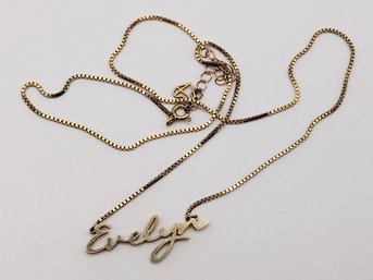 Gold Over Sterling Silver Box Link Necklace Evelyn Pendant 4.1G