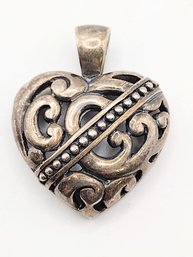 ATI Sterling Silver Open Work Heart Pendant 8.7G