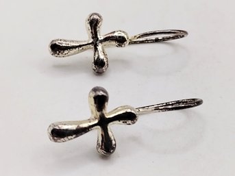 Sterling Silver Cross Hook Earrings 2.8G