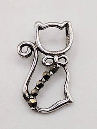 Sterling Silver Multi Stone Cat Pendant 1G