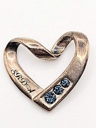 M Sterling Silver Multi Stone Inscribed Heart Pendant 2.2G