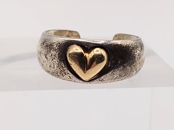 ESPO 14k Sterling Silver Heart Adjustable Ring SZ 4.25 3G