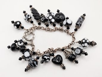 Sterling Silver Glass Bead Bracelet 40.9G
