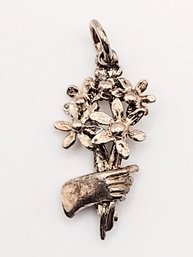 Sterling Silver Flower Bouquet Pendant 1.5G